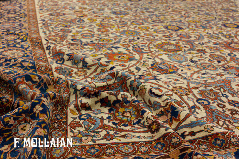 Tappeto Persiano Vintage Isfahan Trama e Ordito Di Seta n°:85039872